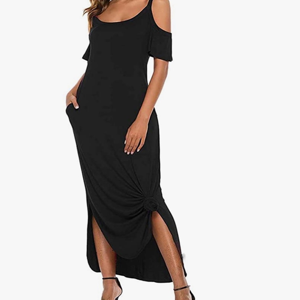 Cold shoulder maxi dress- L. NWT